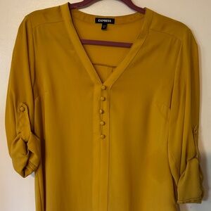 Express Mustard Yellow Portofino Blouse - Size S